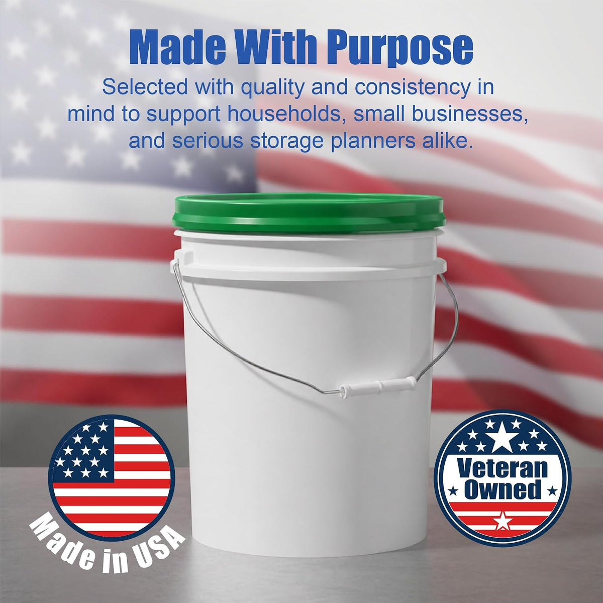 5 Gallon Bucket - Food Grade w/Lid BPA-Free, White/Green, 3