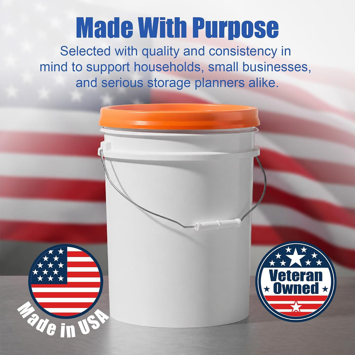 5 Gallon Bucket - Food Grade w/Lid BPA-Free, White/Green, 3