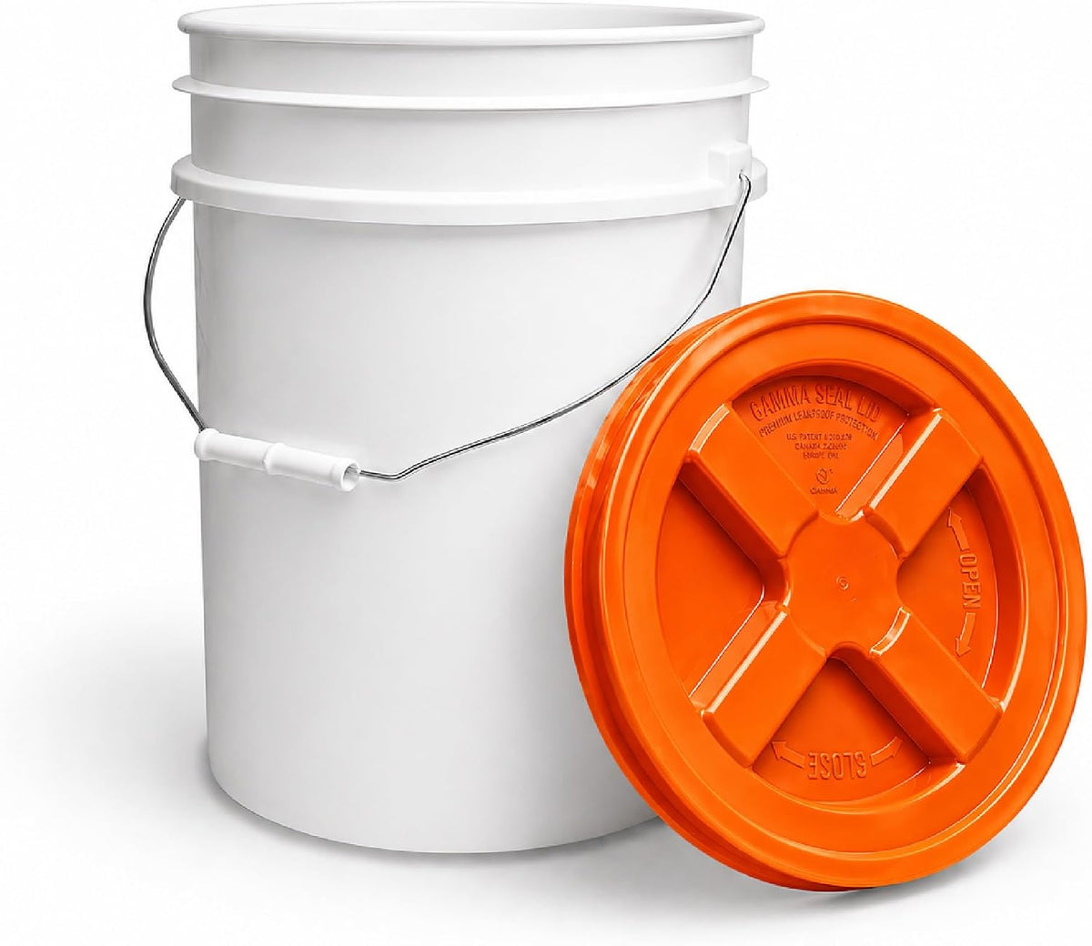 5 Gallon Bucket - Food Grade w/Lid BPA-Free, White/Green, 3