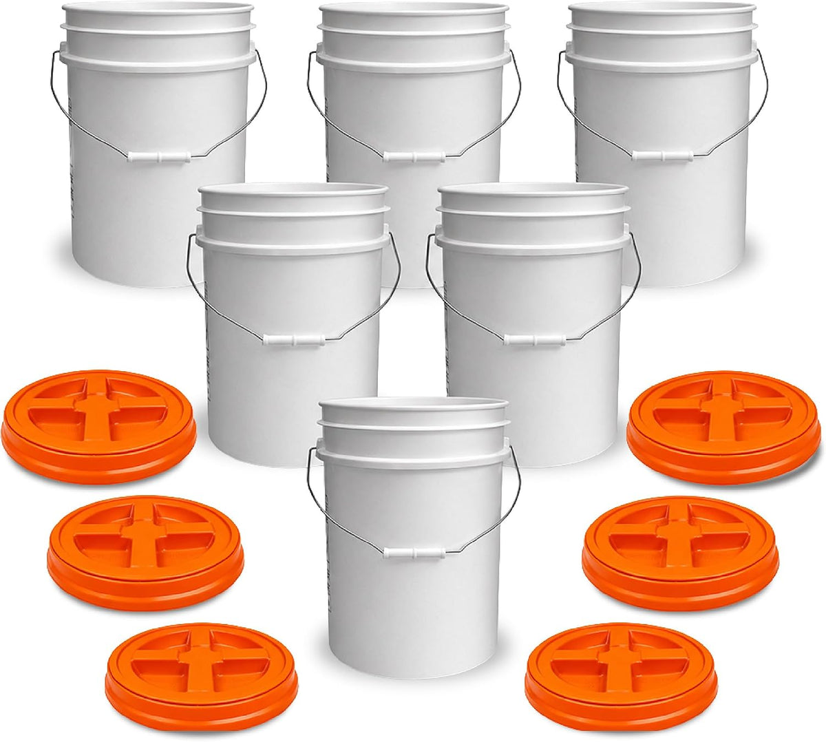5 Gallon Bucket - Food Grade w/Lid BPA-Free, White/Green, 3
