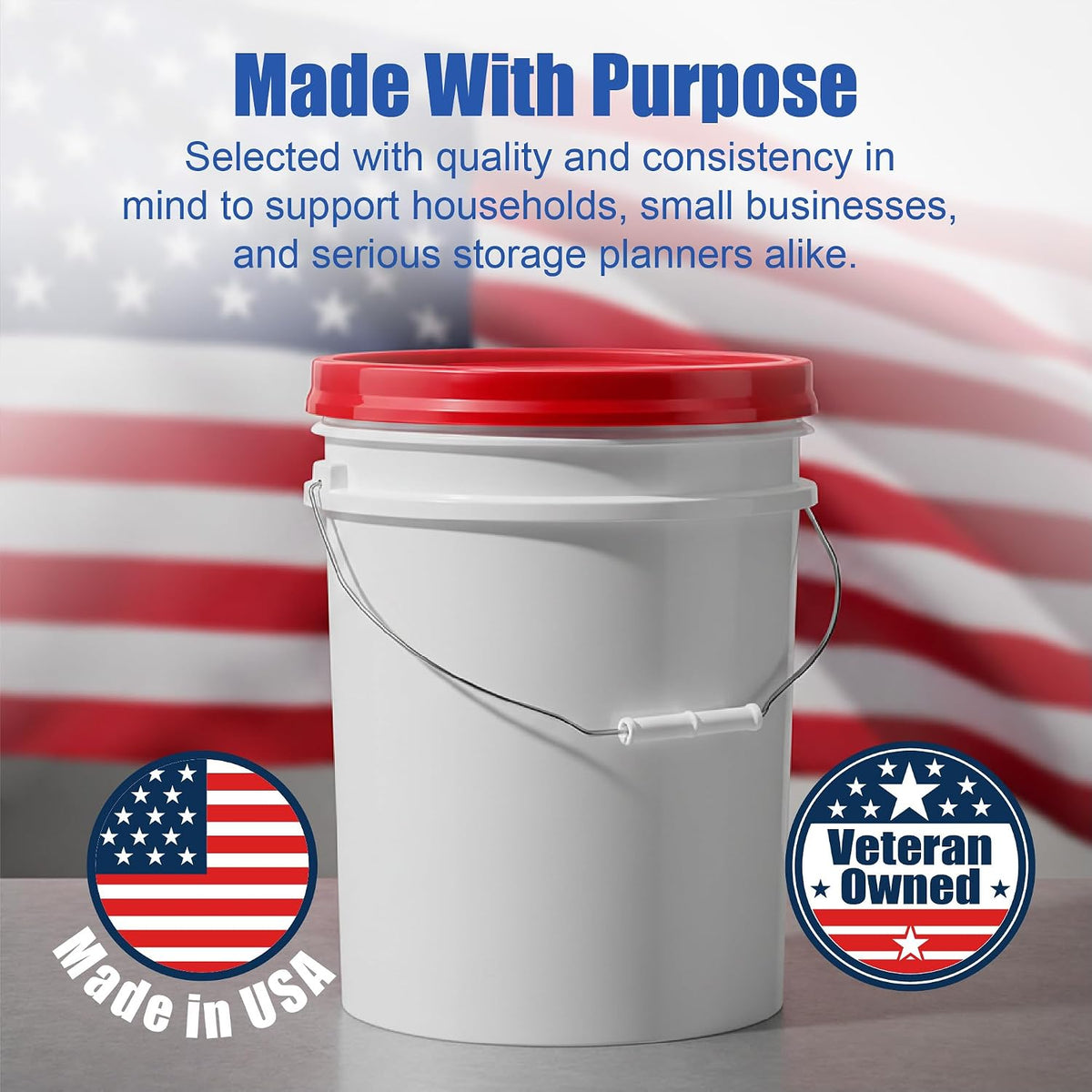 5 Gallon Bucket - Food Grade w/Lid BPA-Free, White/Green, 3