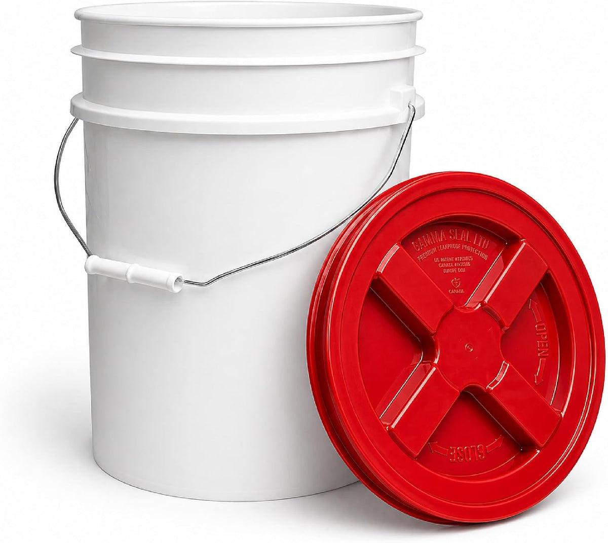 5 Gallon Bucket - Food Grade w/Lid BPA-Free, White/Green, 3