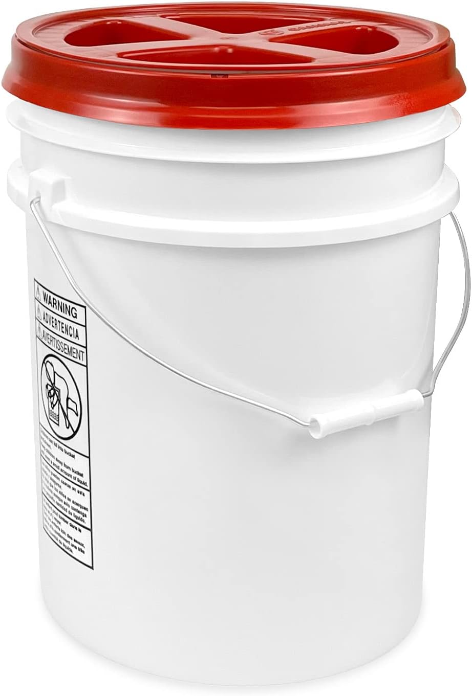 5 Gallon Bucket - Food Grade w/Lid BPA-Free, White/Green, 3