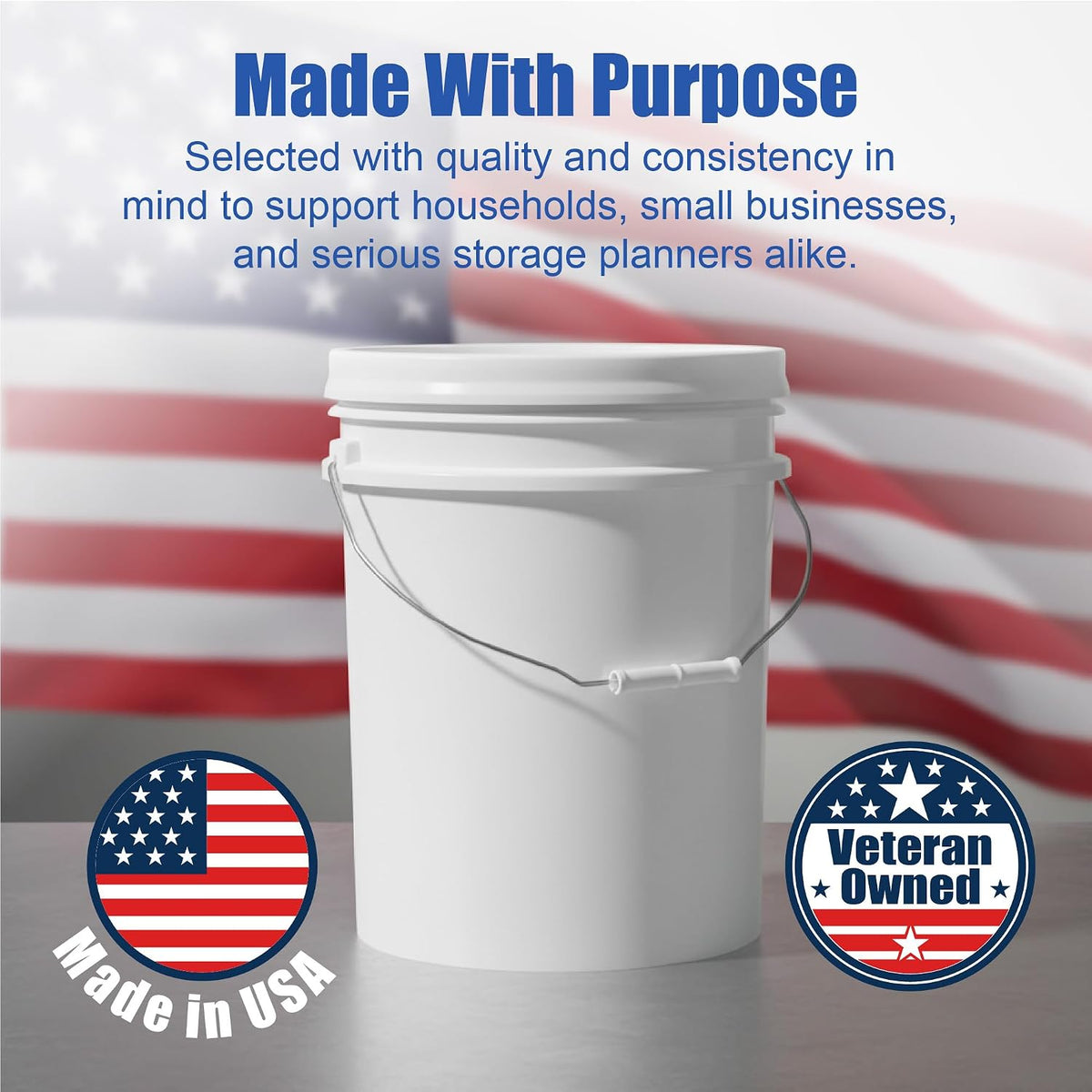 5 Gallon Bucket - Food Grade w/Lid BPA-Free, White/Green, 3