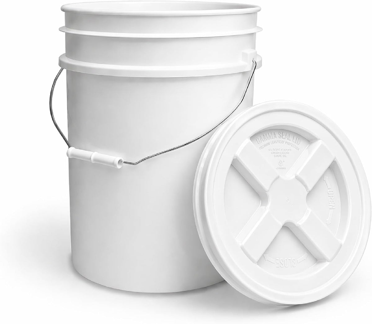 5 Gallon Bucket - Food Grade w/Lid BPA-Free, White/Green, 3