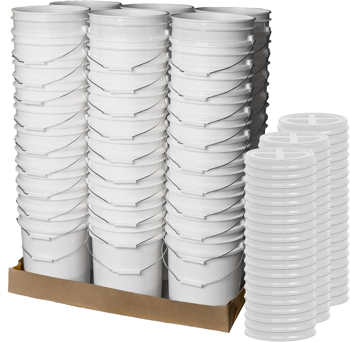 5 Gallon Bucket - Food Grade w/Lid BPA-Free, White/Green, 3