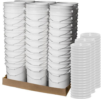 5 Gallon Bucket - Food Grade w/Lid BPA-Free, White/Green, 3