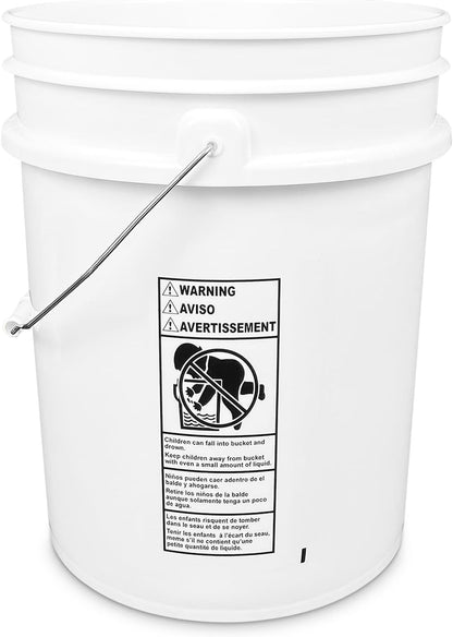 5 Gallon Bucket - Food Grade w/Lid BPA-Free, White/Green, 3