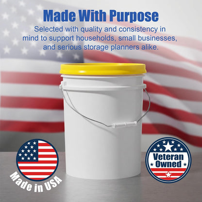 5 Gallon Bucket - Food Grade w/Lid BPA-Free, White/Green, 3