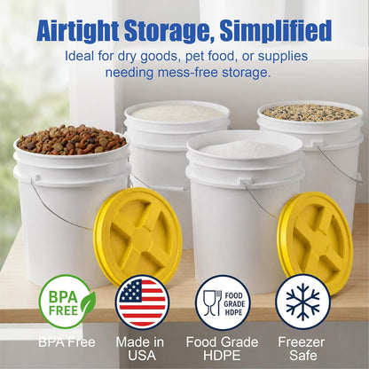 5 Gallon Bucket - Food Grade w/Lid BPA-Free, White/Green, 3