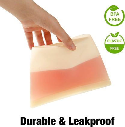 6 Pack Reusable Silicone Food Storage Bags, Reusable Bags, Leakproof Freezer Bag for Sandwich, Snack, Dishwasher Safe, BPA Free