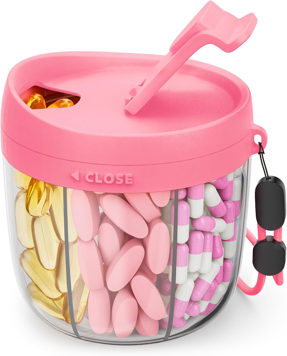 Cute Pill Dispenser with Anti-Mix Design, 7-Slot, BPA-Free, Patented | Portable Travel Pill Organizer, Wide Mouth for Easy Access, Pill Bottle Organizer for Vitamins, Fish Oils, Supplements, Blue