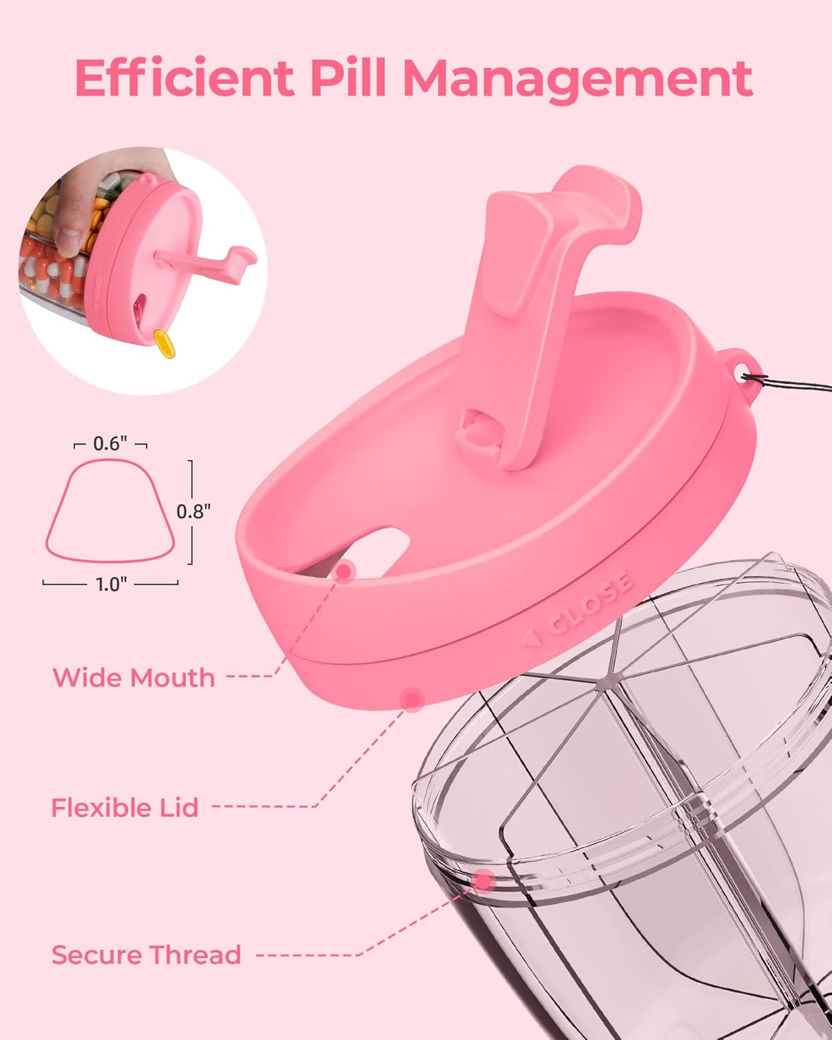 Cute Pill Dispenser with Anti-Mix Design, 7-Slot, BPA-Free, Patented | Portable Travel Pill Organizer, Wide Mouth for Easy Access, Pill Bottle Organizer for Vitamins, Fish Oils, Supplements, Blue