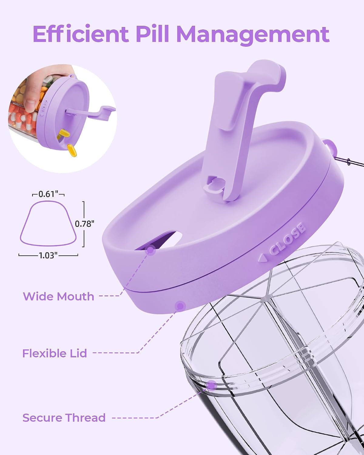 Cute Pill Dispenser with Anti-Mix Design, 7-Slot, BPA-Free, Patented | Portable Travel Pill Organizer, Wide Mouth for Easy Access, Pill Bottle Organizer for Vitamins, Fish Oils, Supplements, Blue