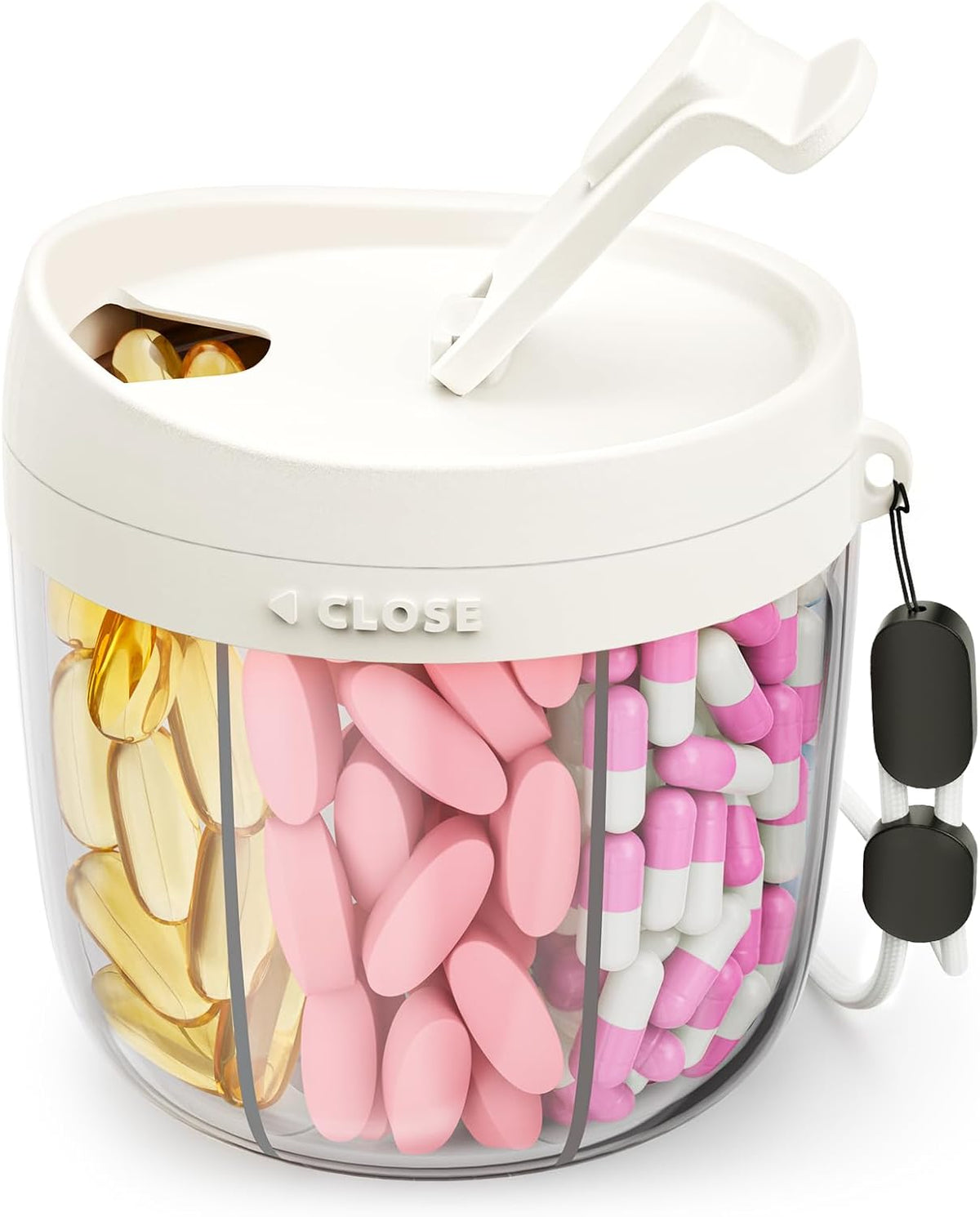 Cute Pill Dispenser with Anti-Mix Design, 7-Slot, BPA-Free, Patented | Portable Travel Pill Organizer, Wide Mouth for Easy Access, Pill Bottle Organizer for Vitamins, Fish Oils, Supplements, Blue