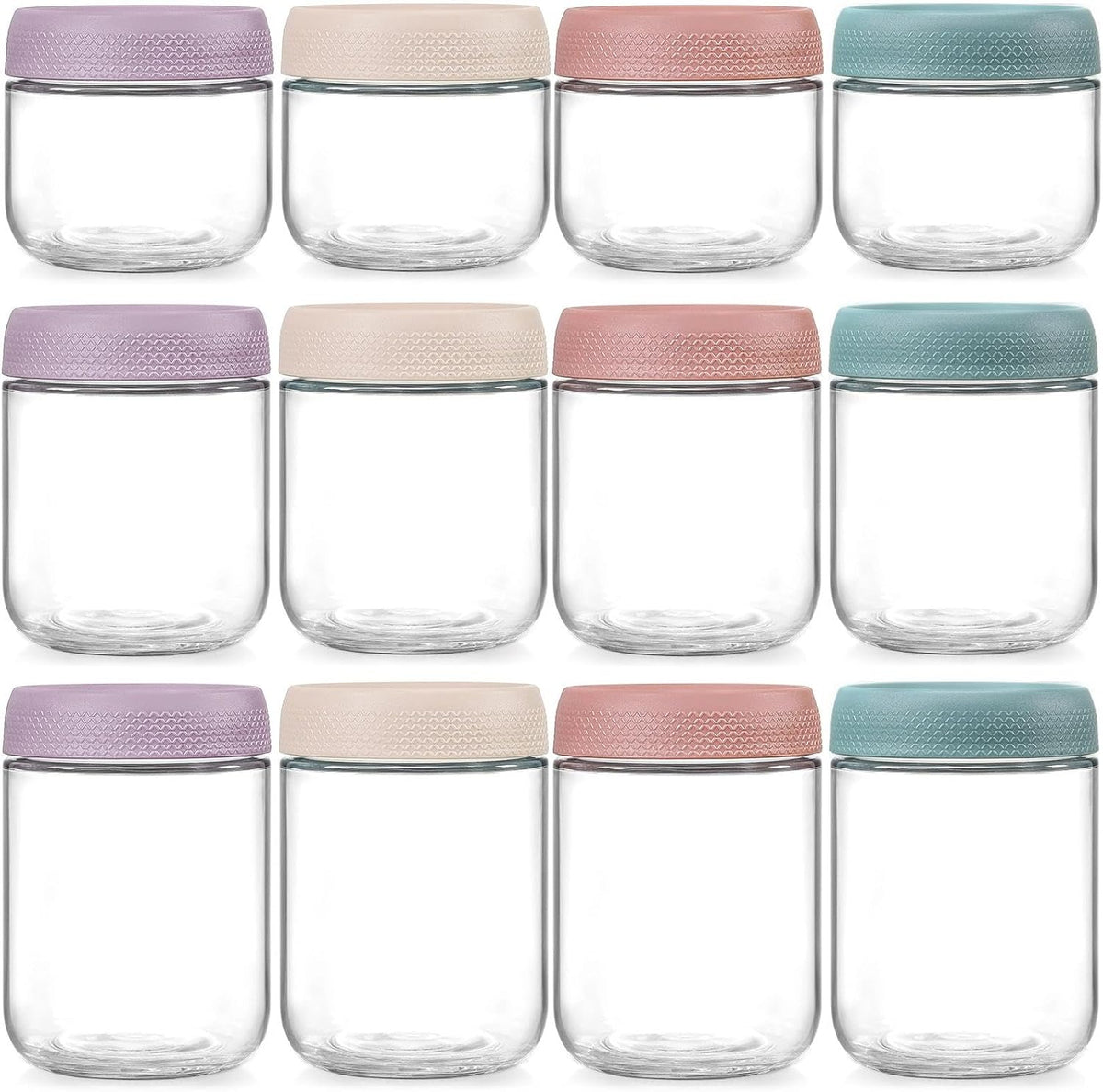 6-pack 16 oz Overnight Oats Containers with Lids, Glass jars with Airtight Lids, Wide mouth Mason Salad jars, Glass Food Storage Containers for Snacks Yogurt Spice Sugar
