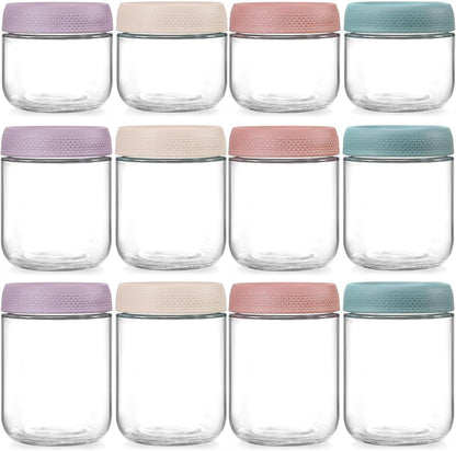 6-pack 16 oz Overnight Oats Containers with Lids, Glass jars with Airtight Lids, Wide mouth Mason Salad jars, Glass Food Storage Containers for Snacks Yogurt Spice Sugar