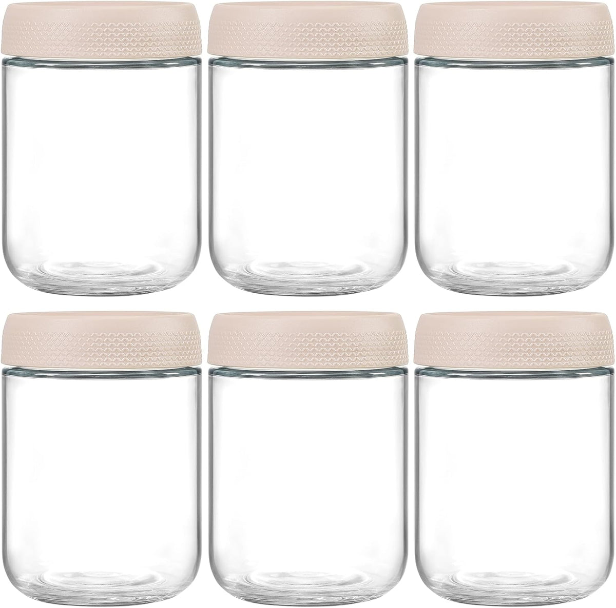 6-pack 16 oz Overnight Oats Containers with Lids, Glass jars with Airtight Lids, Wide mouth Mason Salad jars, Glass Food Storage Containers for Snacks Yogurt Spice Sugar