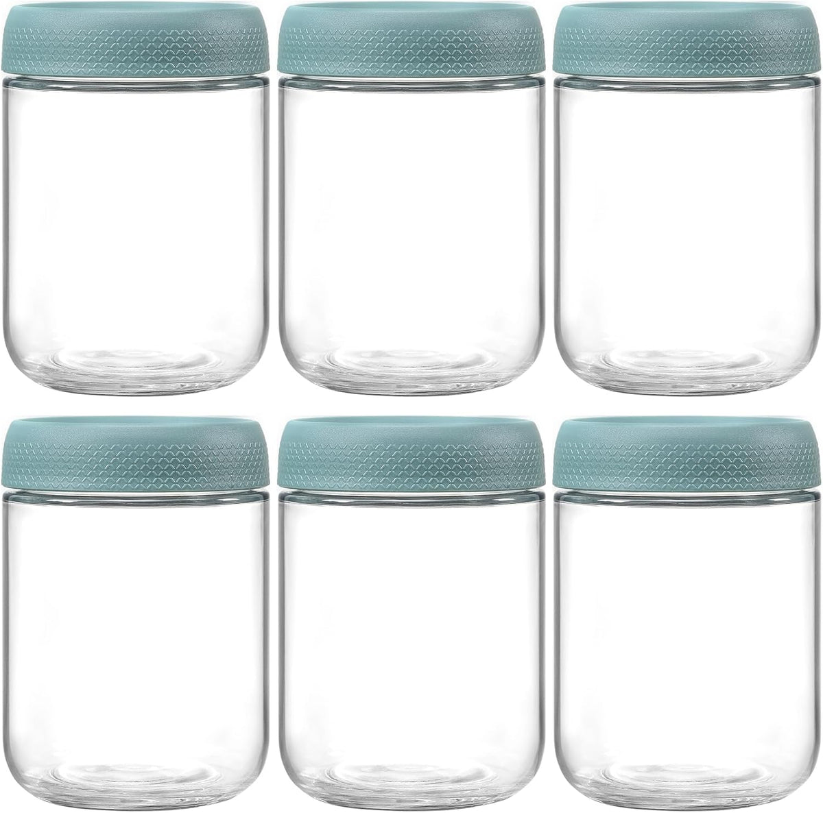 6-pack 16 oz Overnight Oats Containers with Lids, Glass jars with Airtight Lids, Wide mouth Mason Salad jars, Glass Food Storage Containers for Snacks Yogurt Spice Sugar