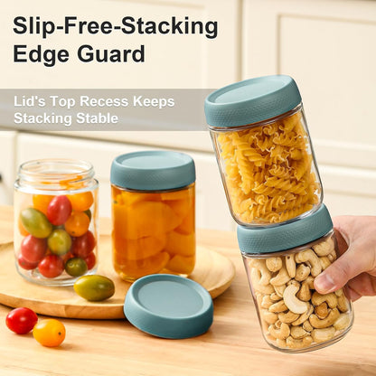 6-pack 16 oz Overnight Oats Containers with Lids, Glass jars with Airtight Lids, Wide mouth Mason Salad jars, Glass Food Storage Containers for Snacks Yogurt Spice Sugar