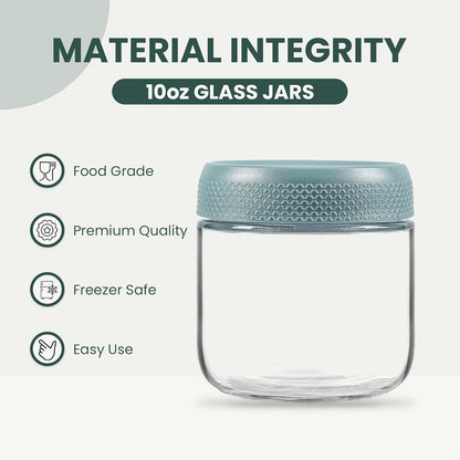 6-pack 16 oz Overnight Oats Containers with Lids, Glass jars with Airtight Lids, Wide mouth Mason Salad jars, Glass Food Storage Containers for Snacks Yogurt Spice Sugar