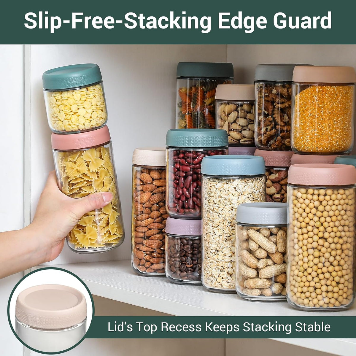 6-pack 16 oz Overnight Oats Containers with Lids, Glass jars with Airtight Lids, Wide mouth Mason Salad jars, Glass Food Storage Containers for Snacks Yogurt Spice Sugar
