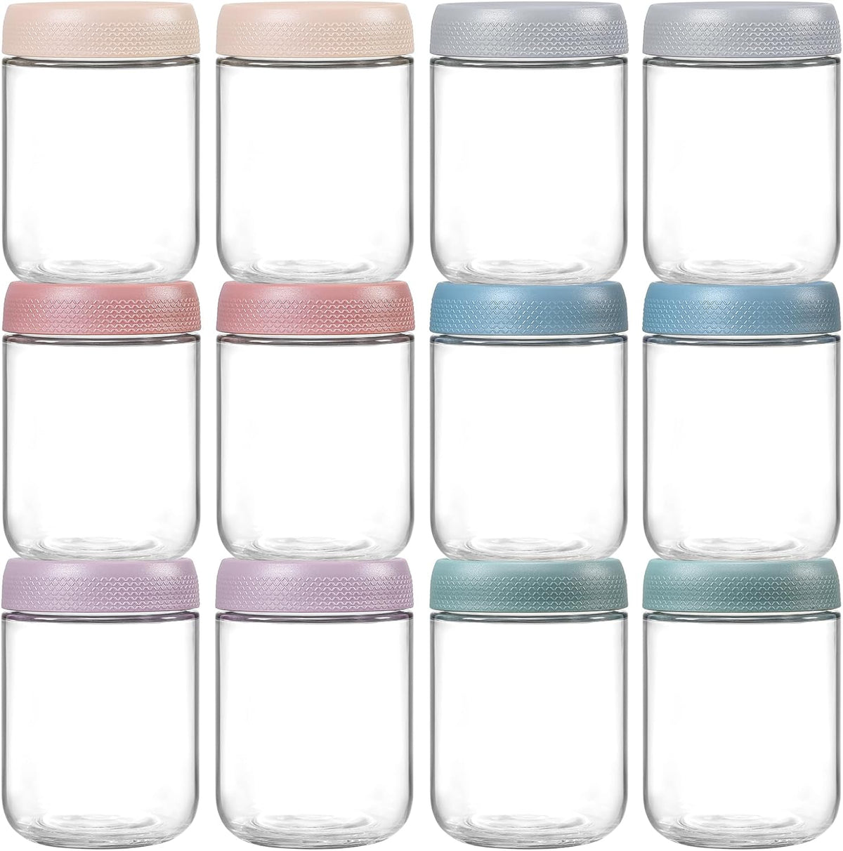 6-pack 16 oz Overnight Oats Containers with Lids, Glass jars with Airtight Lids, Wide mouth Mason Salad jars, Glass Food Storage Containers for Snacks Yogurt Spice Sugar