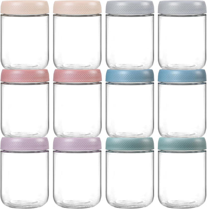 6-pack 16 oz Overnight Oats Containers with Lids, Glass jars with Airtight Lids, Wide mouth Mason Salad jars, Glass Food Storage Containers for Snacks Yogurt Spice Sugar