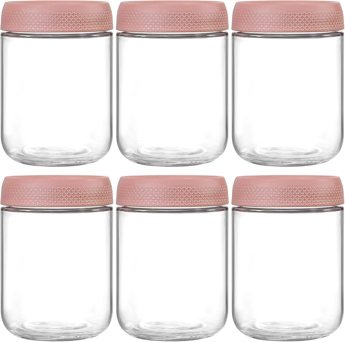 6-pack 16 oz Overnight Oats Containers with Lids, Glass jars with Airtight Lids, Wide mouth Mason Salad jars, Glass Food Storage Containers for Snacks Yogurt Spice Sugar
