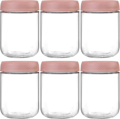 6-pack 16 oz Overnight Oats Containers with Lids, Glass jars with Airtight Lids, Wide mouth Mason Salad jars, Glass Food Storage Containers for Snacks Yogurt Spice Sugar