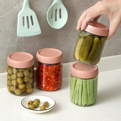 6-pack 16 oz Overnight Oats Containers with Lids, Glass jars with Airtight Lids, Wide mouth Mason Salad jars, Glass Food Storage Containers for Snacks Yogurt Spice Sugar