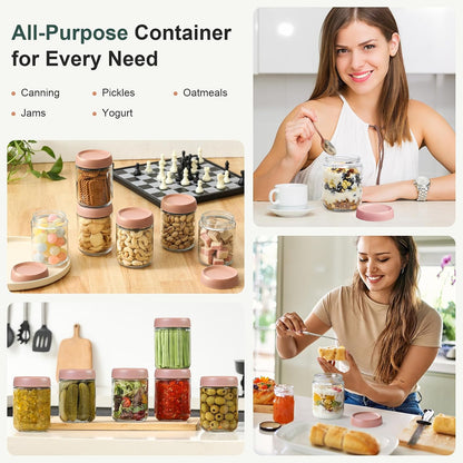 6-pack 16 oz Overnight Oats Containers with Lids, Glass jars with Airtight Lids, Wide mouth Mason Salad jars, Glass Food Storage Containers for Snacks Yogurt Spice Sugar