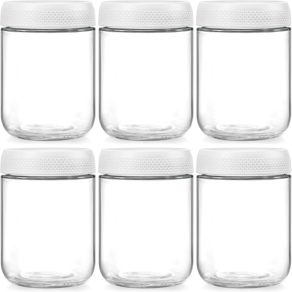 6-pack 16 oz Overnight Oats Containers with Lids, Glass jars with Airtight Lids, Wide mouth Mason Salad jars, Glass Food Storage Containers for Snacks Yogurt Spice Sugar