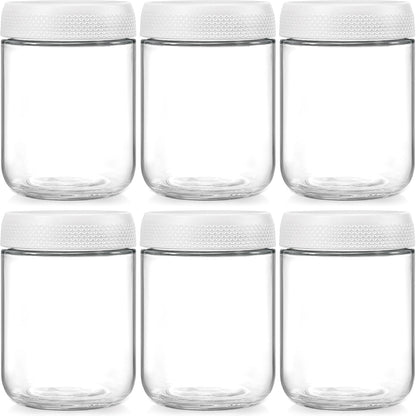 6-pack 16 oz Overnight Oats Containers with Lids, Glass jars with Airtight Lids, Wide mouth Mason Salad jars, Glass Food Storage Containers for Snacks Yogurt Spice Sugar