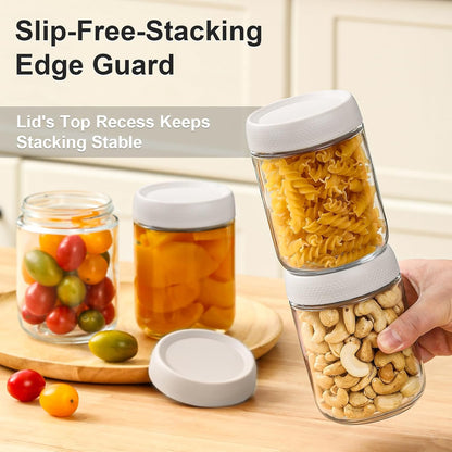 6-pack 16 oz Overnight Oats Containers with Lids, Glass jars with Airtight Lids, Wide mouth Mason Salad jars, Glass Food Storage Containers for Snacks Yogurt Spice Sugar