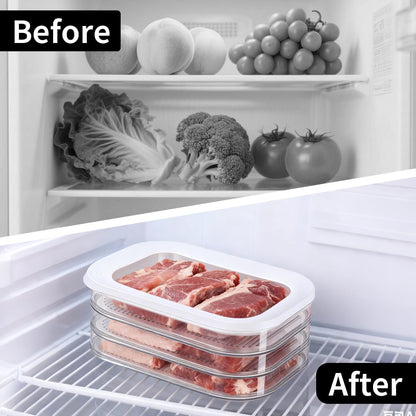 2 Pcs Deli Meat Container for Fridge, Stackable Food Storage Boxes with 2 Lids, Bacon Lunch Meat Container for Refrigerator, Meal Prep Containers for Bacon, Lunch Meat, Cold Cuts, and Cheese