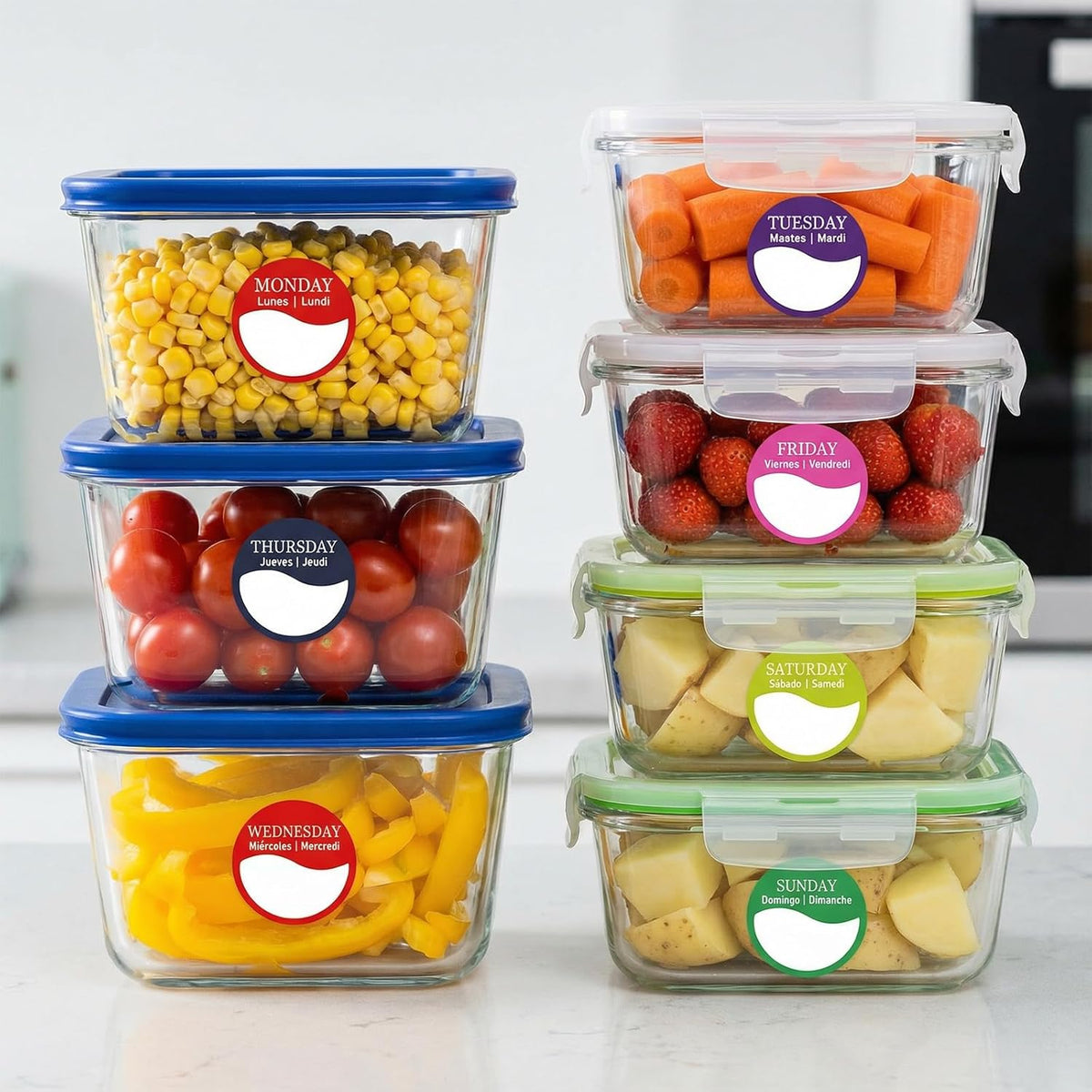 7000PCS Day of The Week Stickers Removable Day Dots Food Labels (Monday-Sunday) Self Adhesive Weekly Date Labels for for Food Container Kitchen Freezer Restaurant Expiration Date Supplies