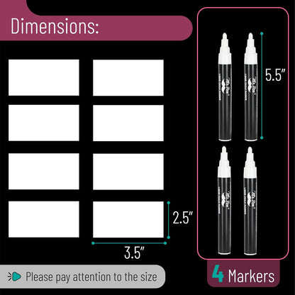 Liquid Chalk Marker Pen, 4 Pack, 8x Labels