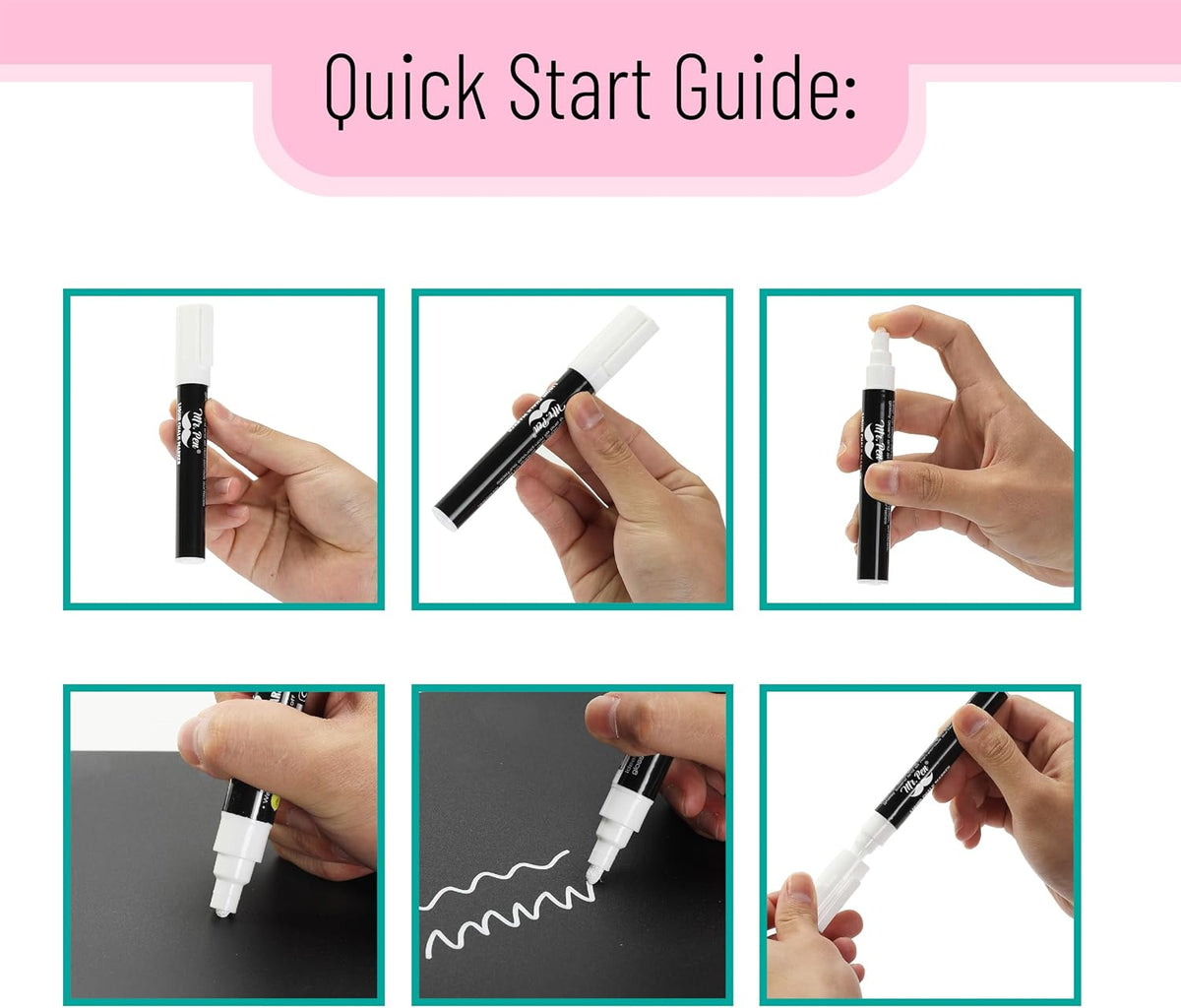 Liquid Chalk Marker Pen, 4 Pack, 8x Labels