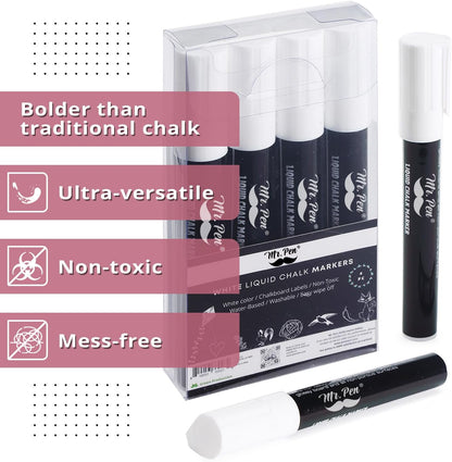 Liquid Chalk Marker Pen, 4 Pack, 8x Labels