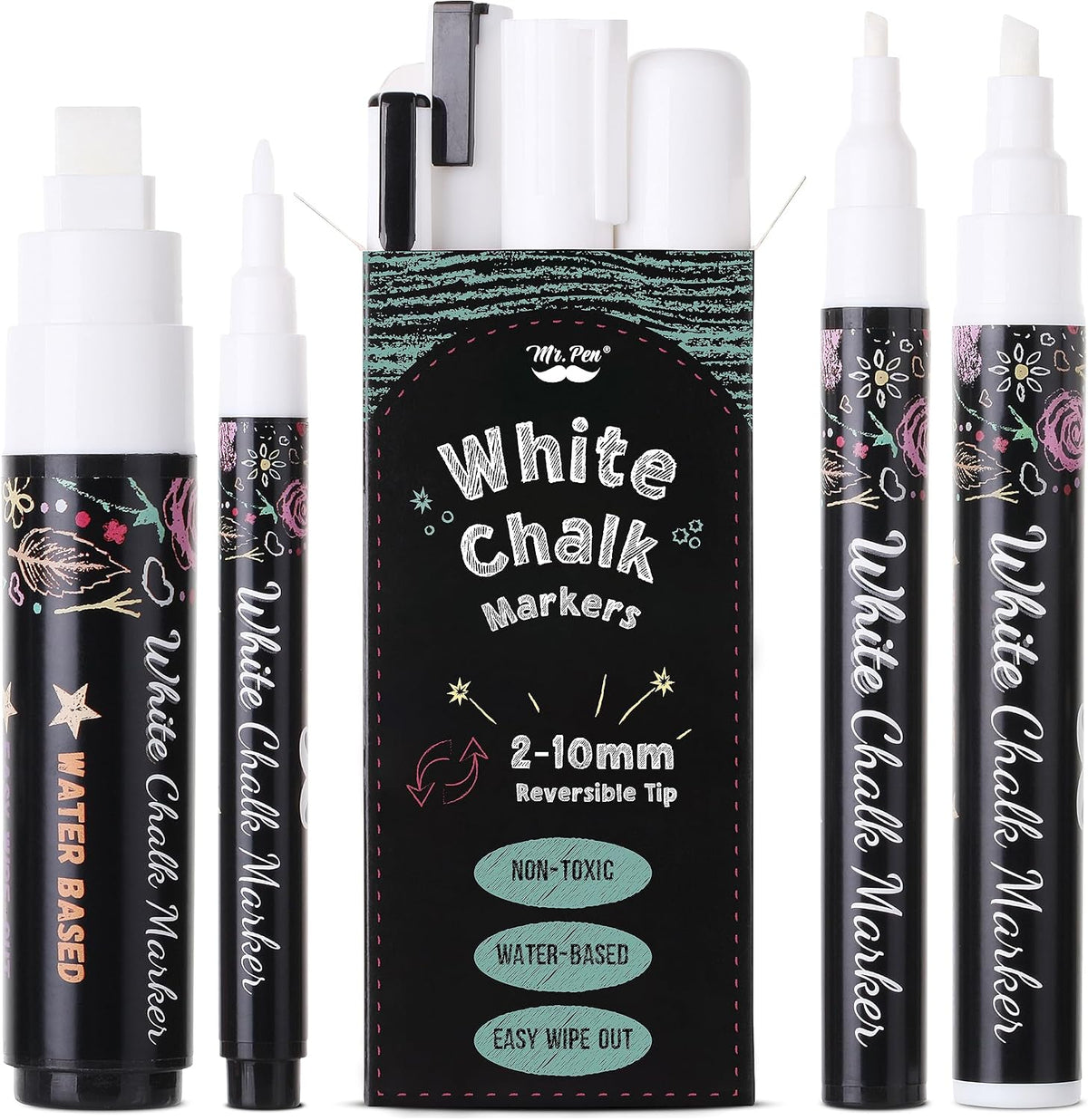 Liquid Chalk Marker Pen, 4 Pack, 8x Labels