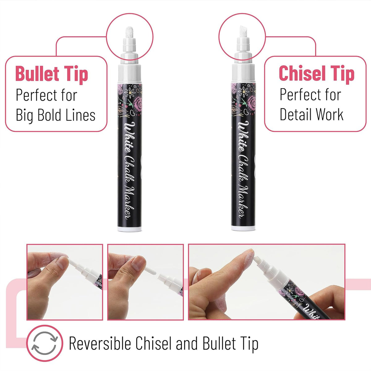 Liquid Chalk Marker Pen, 4 Pack, 8x Labels