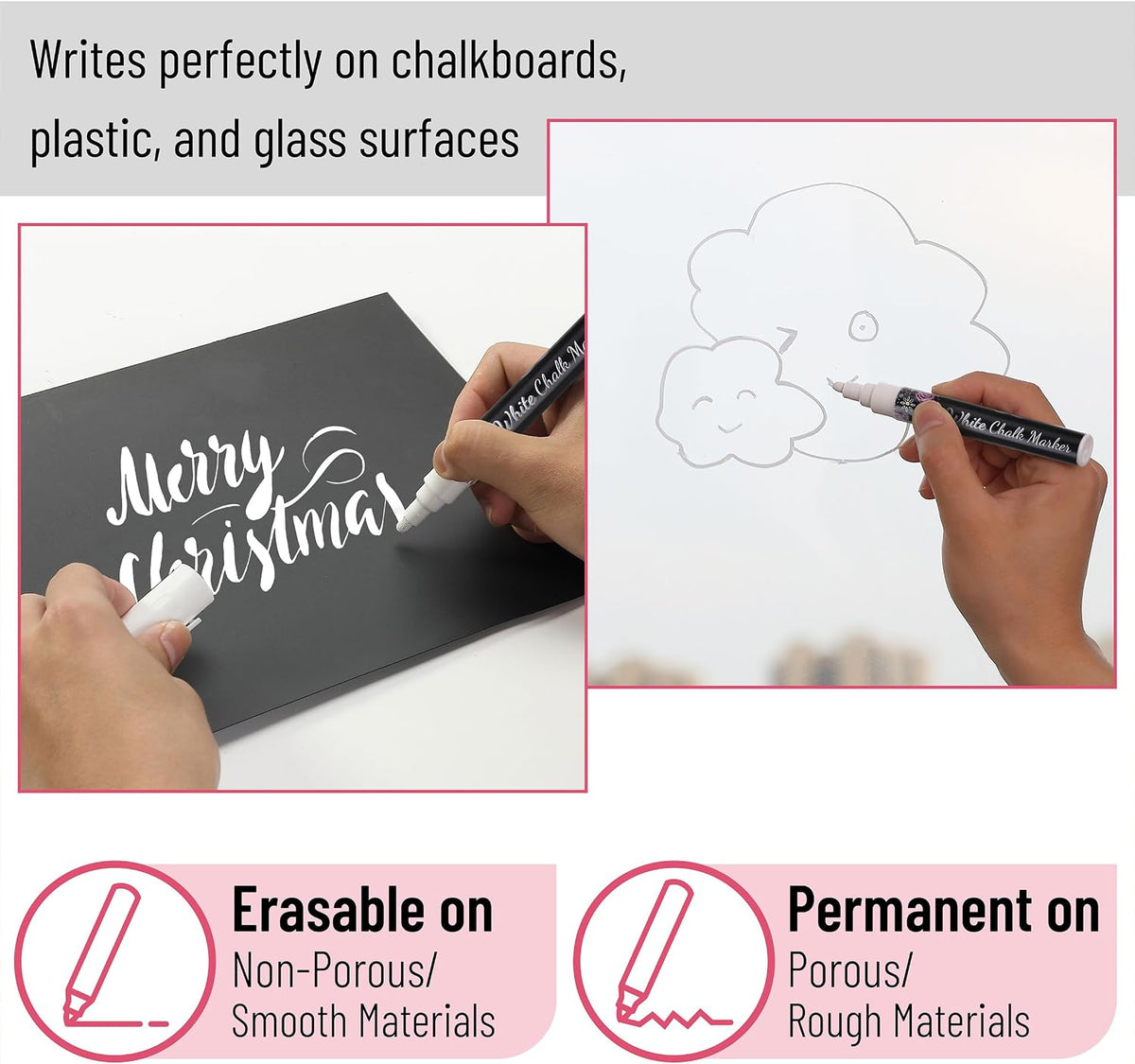 Liquid Chalk Marker Pen, 4 Pack, 8x Labels