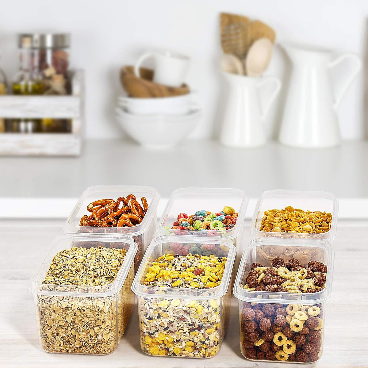 Airtight Food Storage Containers with Lids 0.8L, 16PCS, Black | Kitchen and Pantry Organization Canisters for Cereal, Pasta, Snack, Sugar, Flour, Airtight Seal, BPA Free, Includes 20 Labels