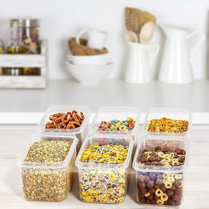 Airtight Food Storage Containers with Lids 0.8L, 16PCS, Black | Kitchen and Pantry Organization Canisters for Cereal, Pasta, Snack, Sugar, Flour, Airtight Seal, BPA Free, Includes 20 Labels