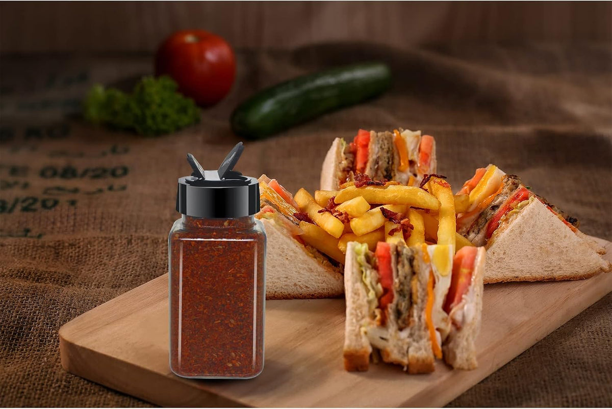 4oz Clear Plastic Spice Jars With Black Plastic Lids