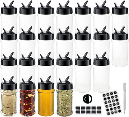 4oz Clear Plastic Spice Jars With Black Plastic Lids