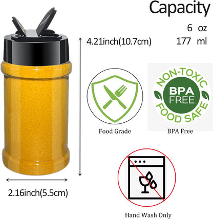 4oz Clear Plastic Spice Jars With Black Plastic Lids