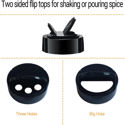 4oz Clear Plastic Spice Jars With Black Plastic Lids
