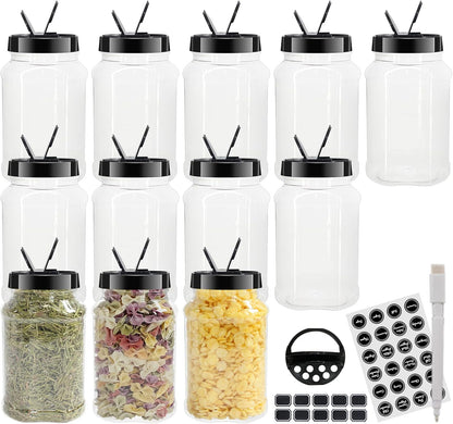 4oz Clear Plastic Spice Jars With Black Plastic Lids